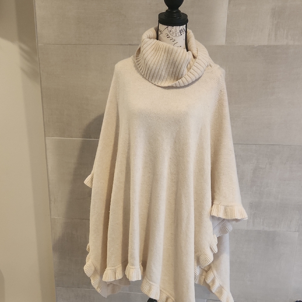 UGG Cream Knit Turtleneck Poncho